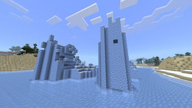 Ice formations in a Minecraft frozen biome