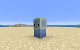 Minecraft Sulfur Cube shown with an icy blue appearance