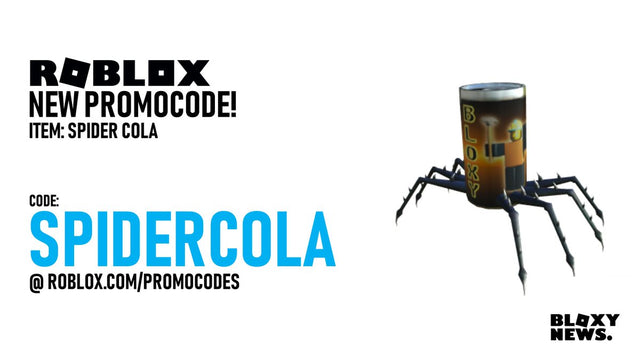 Roblox Spider Cola promo code announcement graphic