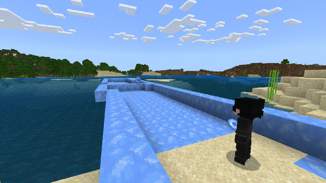 Minecraft frozen lake and icy winter landscape