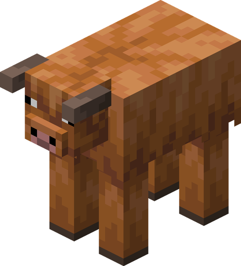 Minecraft cold cow variant shown in a snowy biome