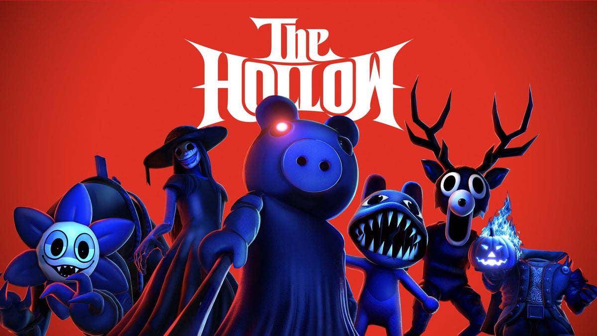 Official promotional art for Roblox The Hollow featuring its Halloween crossover monsters