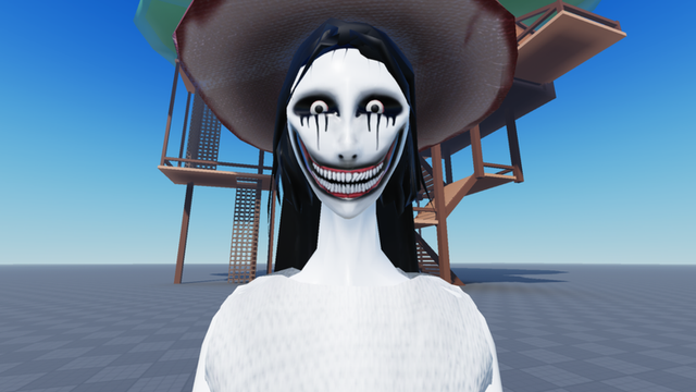 Hiachi avatar model in a Roblox horror test environment
