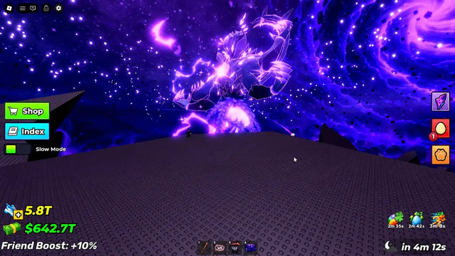 Steal An Egg Roblox Rift arena with a glowing purple boss and player interface