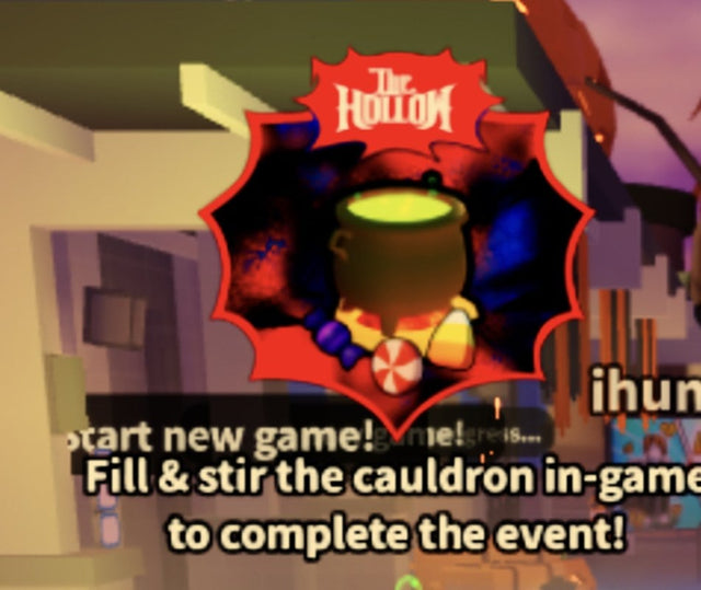 The Hollow quest clue board and cauldron objective in Survive Overnight in a Mega Store