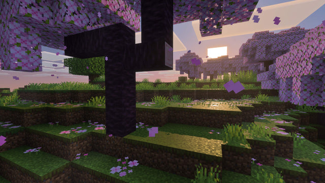 Minecraft landscape with enhanced lighting and shadows illustrating Vibrant Visuals